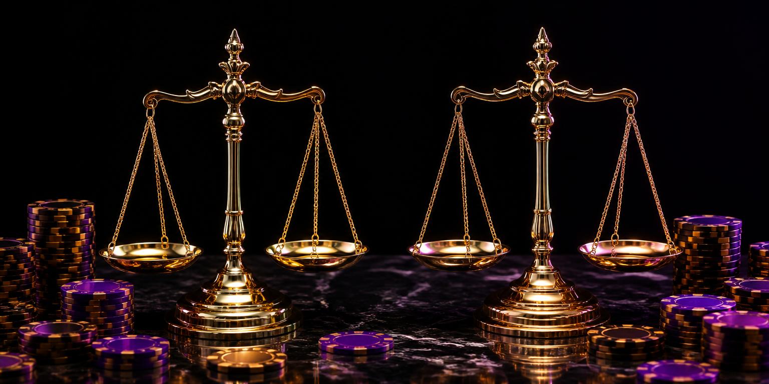 Balance scales representing casino licence and fairness comparison