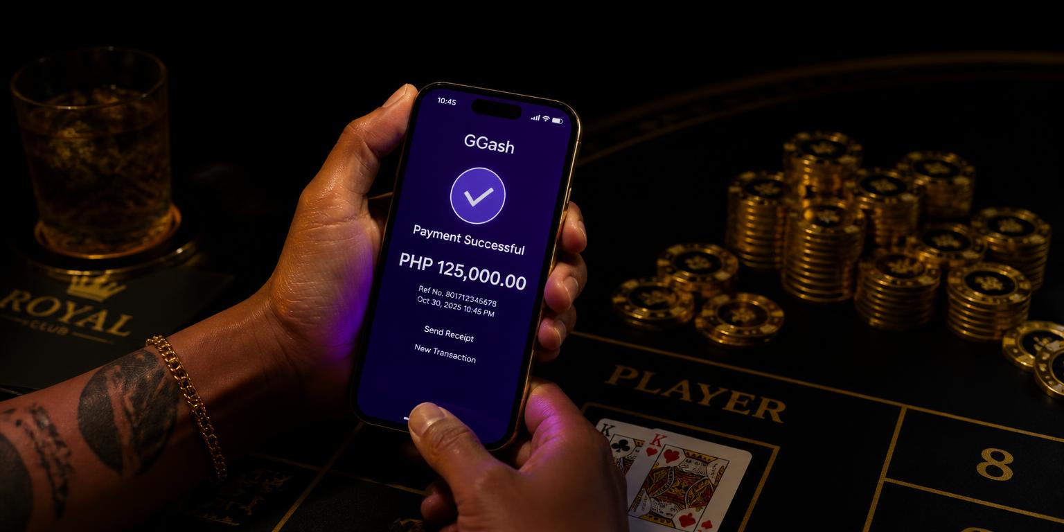 Filipino player confirming a GCash casino deposit on a smartphone